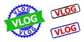 VLOG Rosette and Rectangle Bicolor Badges with Grunged Textures