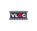 Vlog, video blogging, vector logo with film strip