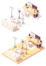 Vector isometric video blogger studio equipment Royalty Free Stock Photo