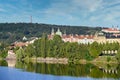 Vltava river Prague riverside cityscape Royalty Free Stock Photo