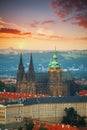 Vltava river and St.Vitus Cathedral in Prague Royalty Free Stock Photo