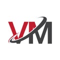 VM initial logo company name colored red and black swoosh design, isolated on white background. vector logo for business and Royalty Free Stock Photo