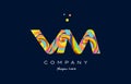 vm v m colorful alphabet letter logo icon template vector