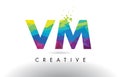 VM V M Colorful Letter Origami Triangles Design Vector.