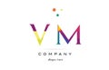 vm v m creative rainbow colors alphabet letter logo icon