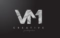 VM V M Letter Logo with Zebra Lines Texture Design Vector.