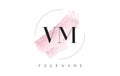 VM V M Watercolor Letter Logo Design with Circular Brush Pattern