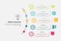 vmost analysis infographic outline style with 5 point template with long half circle line with dotted circle line point for slide