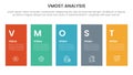 vmost analysis model framework infographic 5 point stage template with height rectangle shape balance concept for slide
