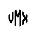 VMX letter logo design with polygon shape. VMX polygon and cube shape logo design. VMX hexagon vector logo template white and Royalty Free Stock Photo