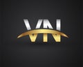 VN initial logo company name colored gold and silver swoosh design. vector logo for business and company identity Royalty Free Stock Photo