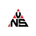 VNS triangle letter logo design with triangle shape. VNS triangle logo design monogram. VNS triangle vector logo template with red Royalty Free Stock Photo