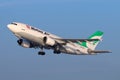 Airbus A310-300 of Mahan airlines taking off at Vnukovo international airport.