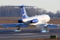 Syrian Air Tupolev Tu-134 landing at Vnukovo international airport. Royalty Free Stock Photo