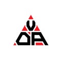 VOA triangle letter logo design with triangle shape. VOA triangle logo design monogram. VOA triangle vector logo template with red Royalty Free Stock Photo
