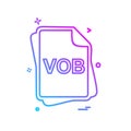 VOB file type icon design vector