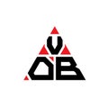 VOB triangle letter logo design with triangle shape. VOB triangle logo design monogram. VOB triangle vector logo template with red