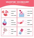 Read and choose the correct answer. Valentine items vocabulary. Worksheet for preschool. Word test game for kids.