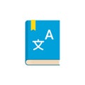 Vocabulary grammar english icon. Language dictionary glossary study symbol foreign vocabulary book.