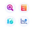 Vocabulary, Search employees and Medical drugs icons set. Seo analysis sign. Vector