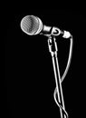 Vocal audio mic on a bleck background. Audio equipment. Karaoke concert, sing sound. Singer in karaokes, microphones