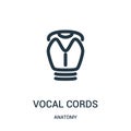 vocal cords icon vector from anatomy collection. Thin line vocal cords outline icon vector illustration. Linear symbol for use on