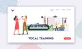 Vocal Training Landing Page Template. Characters Take Musical Lessons Voice and Singing Songs. People Developing Talent