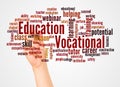Vocational education word cloud and hand with marker concept