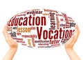 Vocational education word cloud hand sphere concept