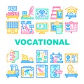 Vocational School Collection Icons Set Vector Illustration
