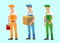 Vocational Workers Flat Vector Illustrations Set