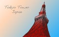 Voctor sketch of Tokyo Tower in Japan, free hand draw