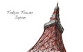 Voctor sketch of Tokyo Tower in Japan, free hand draw