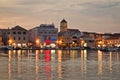 Vodice waterfront golden evening view Royalty Free Stock Photo