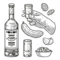 Vodka alcohol monochrome set stickers Royalty Free Stock Photo