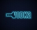 Vodka bottle neon sign. Lettering sign of vodka