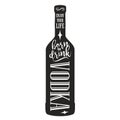 Vodka bottle silhouette sticker monochrome Royalty Free Stock Photo