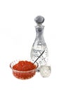 Vodka and capacity with red caviar Royalty Free Stock Photo