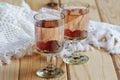 Russian homemade liquor with vodka and cranberry Royalty Free Stock Photo