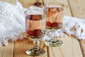 Russian homemade liquor with vodka and cranberry Royalty Free Stock Photo