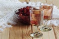 Russian homemade liquor with vodka and cranberry Royalty Free Stock Photo