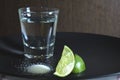 Vodka in a glass,alcohol,lime,salt Royalty Free Stock Photo