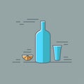 Vodka glass bottle flat design background