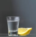 Vodka glass with lemon slice