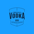 Vodka logo design. Glass of vodka label on blue Royalty Free Stock Photo