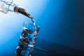 Vodka pouring from the bottle into glass in a bar. Royalty Free Stock Photo