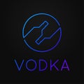 Vodka premium logo. Linear neon bottles of vodka Royalty Free Stock Photo