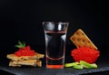 Vodka with a snack of red caviar Royalty Free Stock Photo