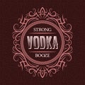 Vodka strong booze label design template. Patterned vintage frame with text on pattern background Royalty Free Stock Photo