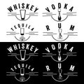 Vodka and tequila vintage labels set